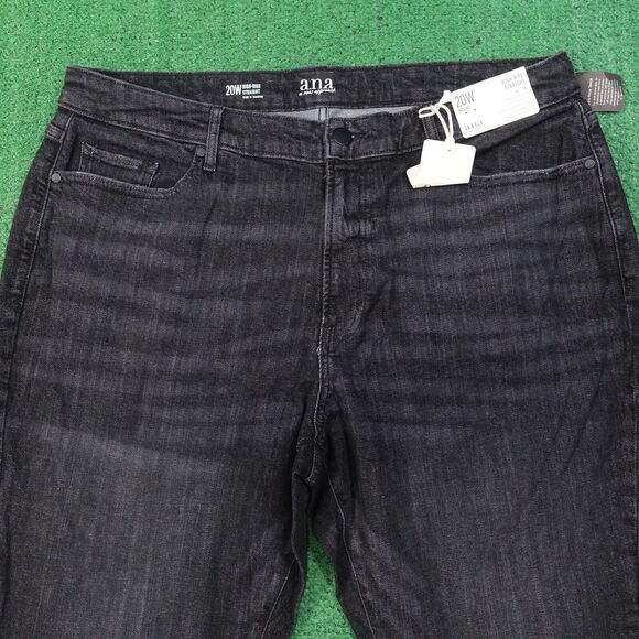 NWT ANA A NEW APPROACH HIGH RISE STRAIGHT BLACK DENIM JEANS WOMENS 20W 20 NEW! - Picture 2 of 9